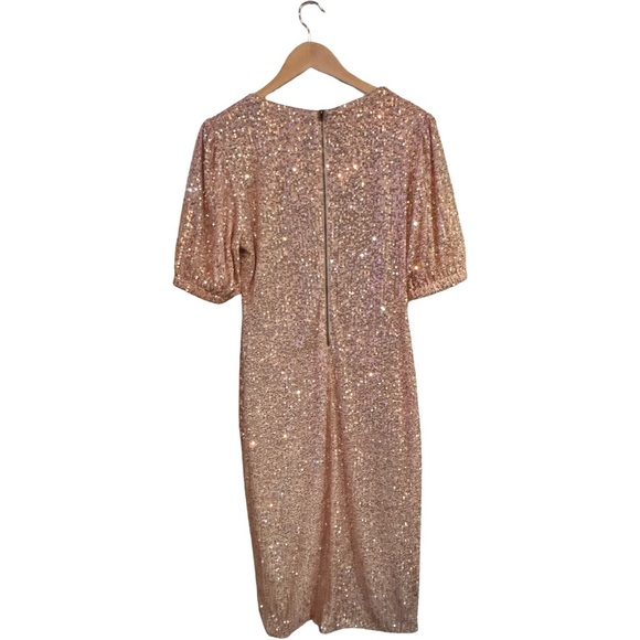 NWT Baltic Born Socorro Sequin Midi Size Large Rose Gold Side Slit Dress - Picture 2 of 4